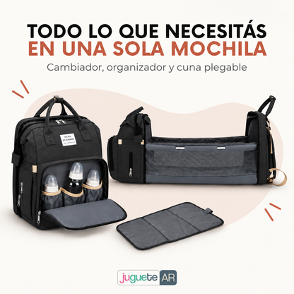 Mochila Maternal 3 en 1 — con Cambiador y Cuna Plegable