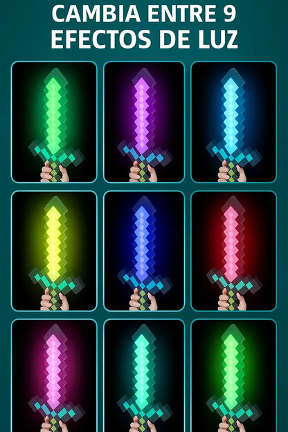 Espada de Diamante de Minecraft con Luz LED — Recargable