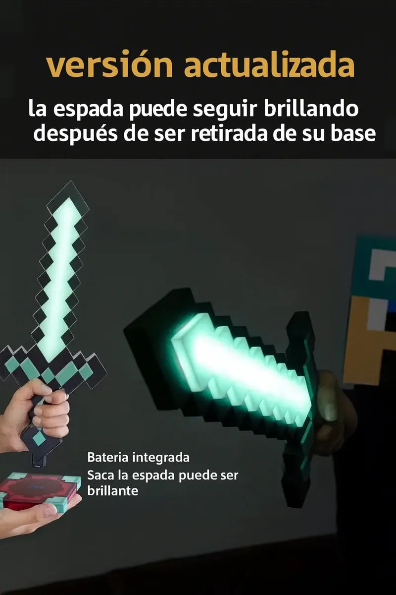 Espada de Diamante de Minecraft con Luz LED — Recargable